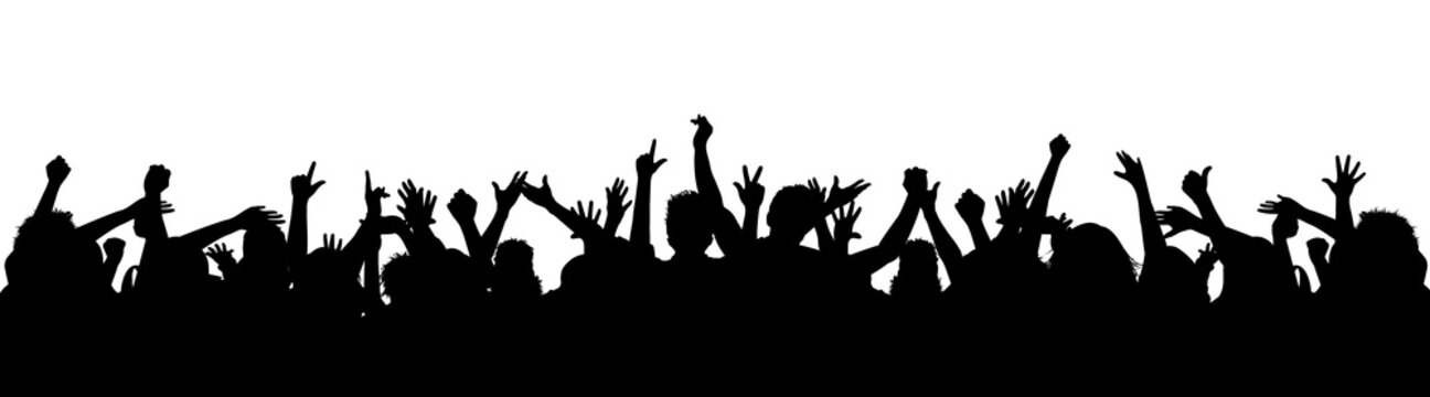 Party people dance to the music. Silhouette party people together &ndash; stock vector