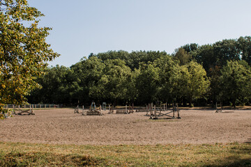 training field in the stable in the forest