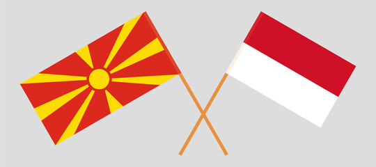Crossed flags of North Macedonia and Indonesia
