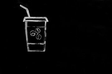 circle drawn with chalk on black coffee