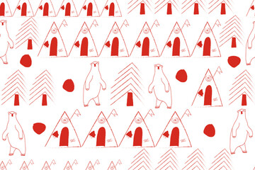 Scandinavian pattern in red and white