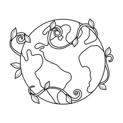 world planet earth with climbing plant