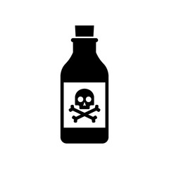 Bottle black sign icon and skull and crossbones sign. Vector illustration eps 10