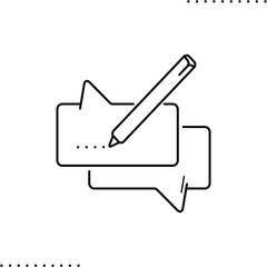 message bubble and pencil, request vector icon in outline