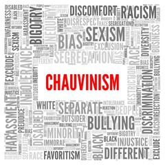 Chauvinism vector illustration word cloud isolated on a white background.