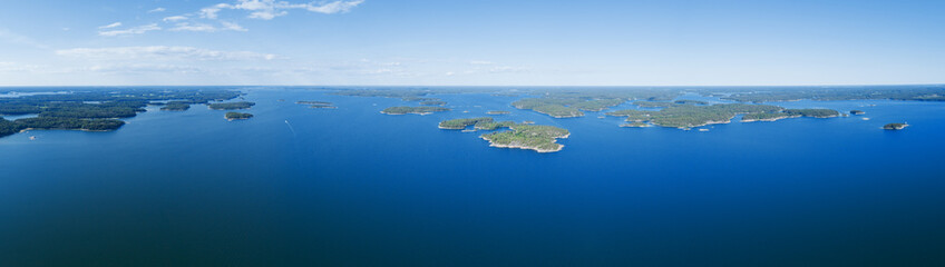 Fototapeta na wymiar Aerial seascape view over islands on the baltic sea in Finland. Saaristomeri.