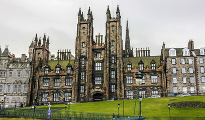 Fototapeta na wymiar University of Edinburgh. The university's New College building. Scotland.