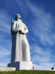 High concrete monument sculpture of a soviet soldier Alyosha,the Great Patriotic war