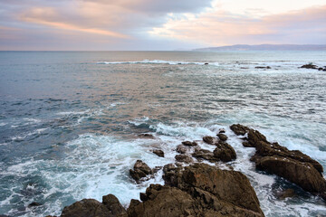 Landscape view of the ocean at sunset