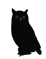 Owl vector silhouette illustration isolated on white background. Night bird hunter.