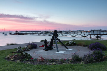 an anchor statue at the coastline in Gosport Hampshire
