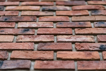 Brick wall. Texture of red brick with gray filling