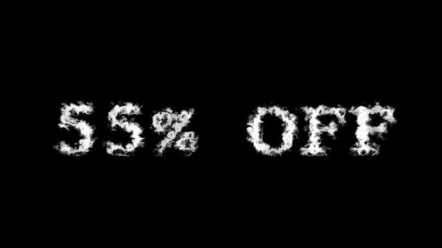 55% Off cloud text effect black isolated background. animated text effect with high visual impact. letter and text effect. 