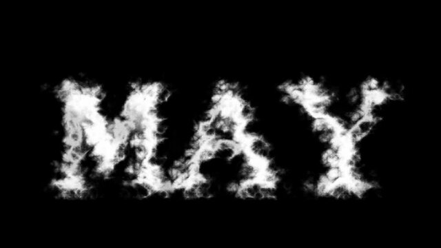 May cloud text effect black isolated background. animated text effect with high visual impact. letter and text effect. 