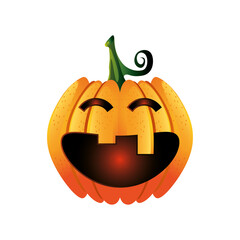 pumpkin with smiling face for halloween on white background