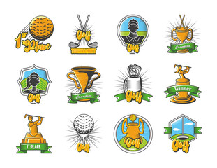 set of golf emblems, shields and labels