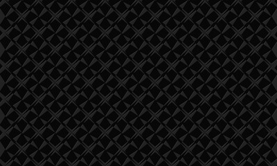 Stylish background pattern from abstract geometric shapes of polygons with indented outline. Vector graphics on a black background.