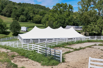 Fototapeta na wymiar A wedding event tent on a farm