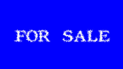 For Sale cloud text effect blue isolated background. animated text effect with high visual impact. letter and text effect. 