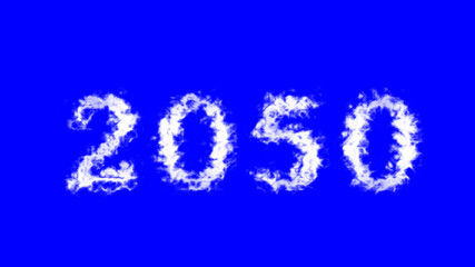 2050 cloud text effect blue isolated background. animated text effect with high visual impact. letter and text effect. 