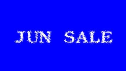 Jun Sale cloud text effect blue isolated background. animated text effect with high visual impact. letter and text effect. 