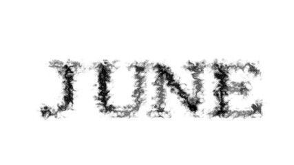 June smoke text effect white isolated background. animated text effect with high visual impact. letter and text effect. 