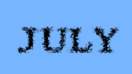 July smoke text effect sky isolated background. animated text effect with high visual impact. letter and text effect. 