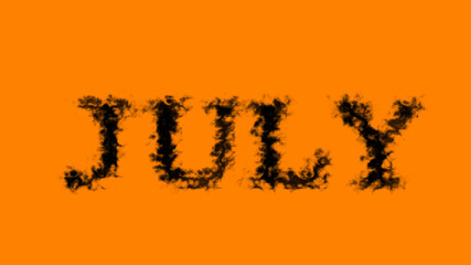 July smoke text effect orange isolated background. animated text effect with high visual impact. letter and text effect. 