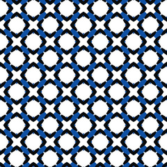 Vector seamless pattern texture background with geometric shapes, colored in blue, black, white colors.