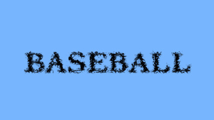 Baseball smoke text effect sky isolated background. animated text effect with high visual impact. letter and text effect. 