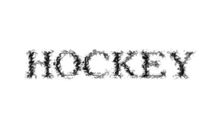 Hockey smoke text effect white isolated background. animated text effect with high visual impact. letter and text effect. 