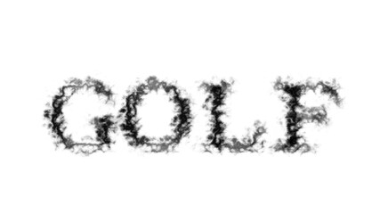 Golf smoke text effect white isolated background. animated text effect with high visual impact. letter and text effect. 