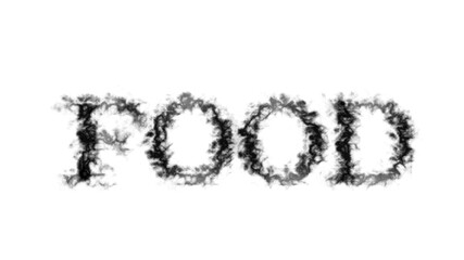 Food smoke text effect white isolated background. animated text effect with high visual impact. letter and text effect. 