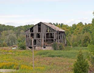 Old damaged barn in the country