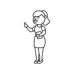 teacher female worker character line style icon