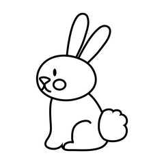 mid autumn cute rabbit seated line style icon