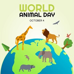 World Animal Day Vector Illustration