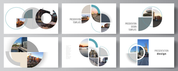Vector layout of the presentation slides design business templates, multipurpose template for presentation brochure. Background with abstract circle round banners. Corporate business concept template - obrazy, fototapety, plakaty