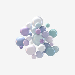 Abstract vector futuristic background with colorful 3d spheres, glossy bubbles, balls.