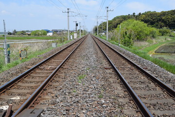 Obraz premium 常磐線の鉄道線路