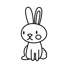 mid autumn cute rabbit seated line style icon