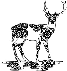 Deer Mandala Black Design With Nature Pattern