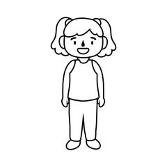 little student girl avatar character line style icon