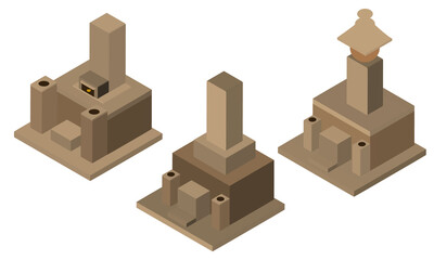 墓石　草水石　立体