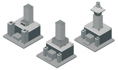 放置された墓石　立体