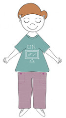 Boy wearing pants and t-shirt