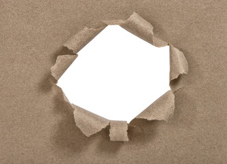 Torn hole craft paper background