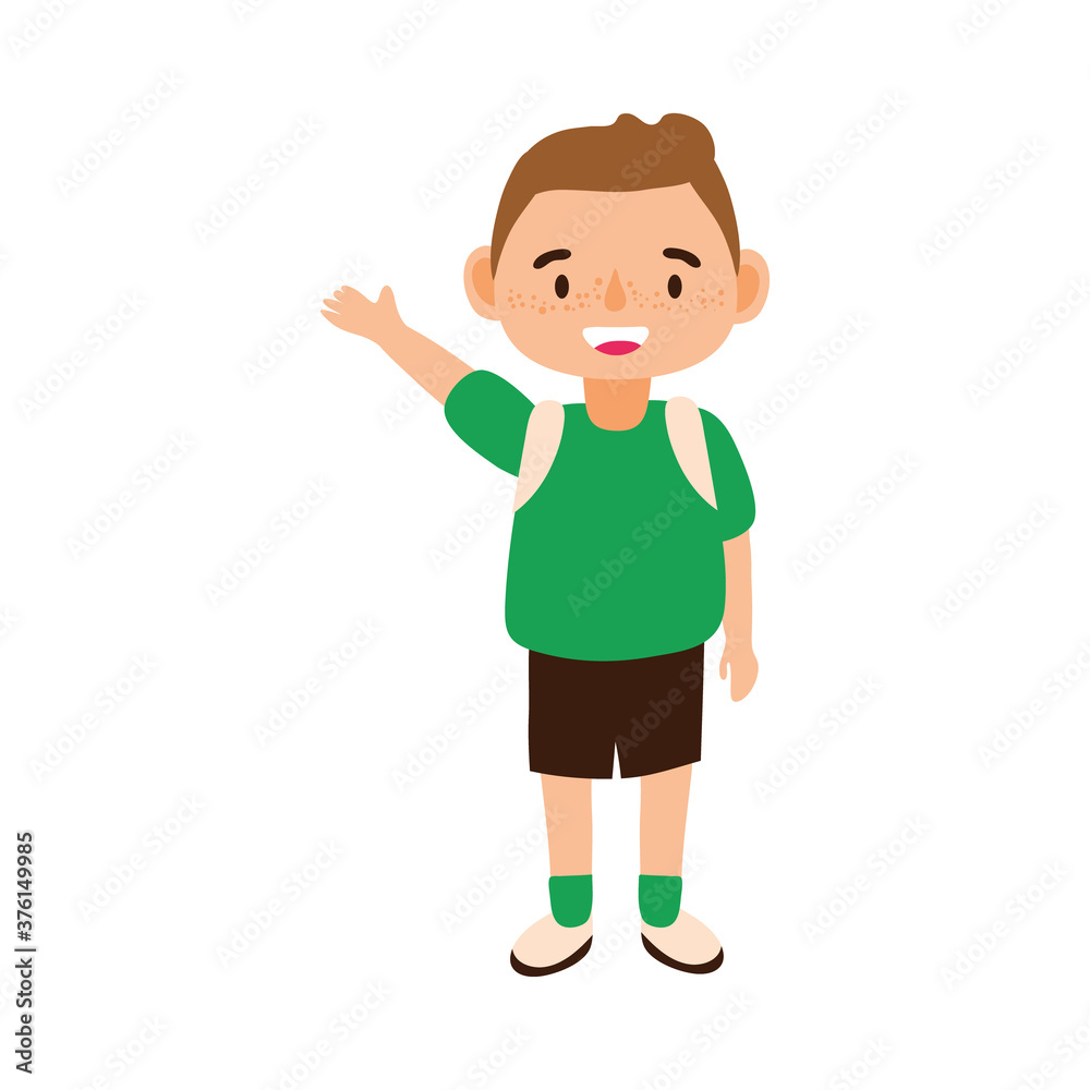 Poster little student boy avatar character