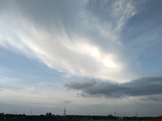 Sun, blue sky, sunset, 