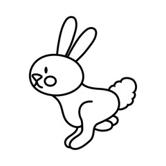 mid autumn cute rabbit jumping line style icon
